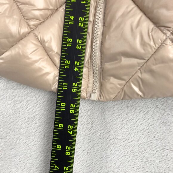 Time & Tru Women's Puffer Jacket Medium (8-10) Quilted Beige Full Zip Winter - Picture 3 of 9